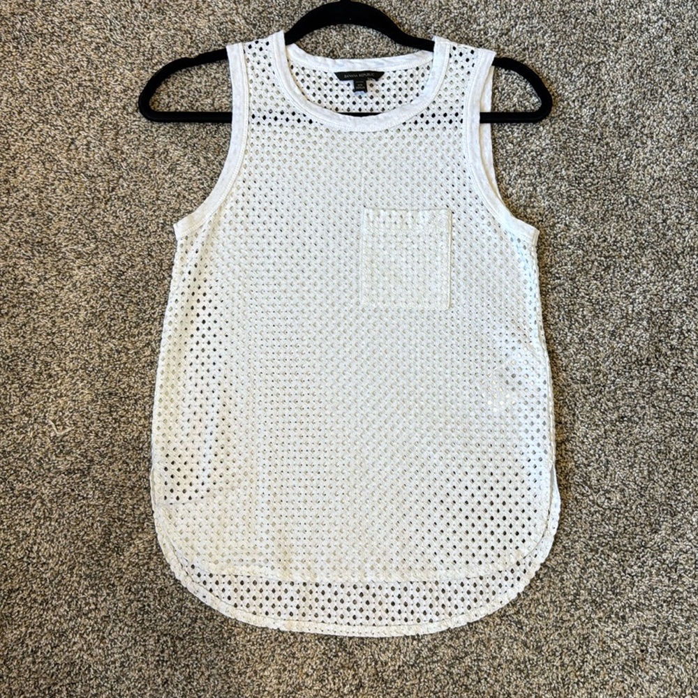 Banana Republic White Crochet Tank Top